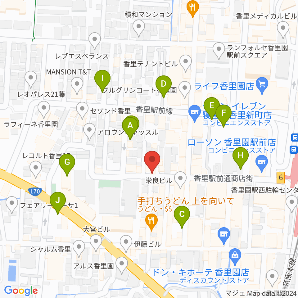 第一楽器 香里店周辺の駐車場・コインパーキング一覧地図