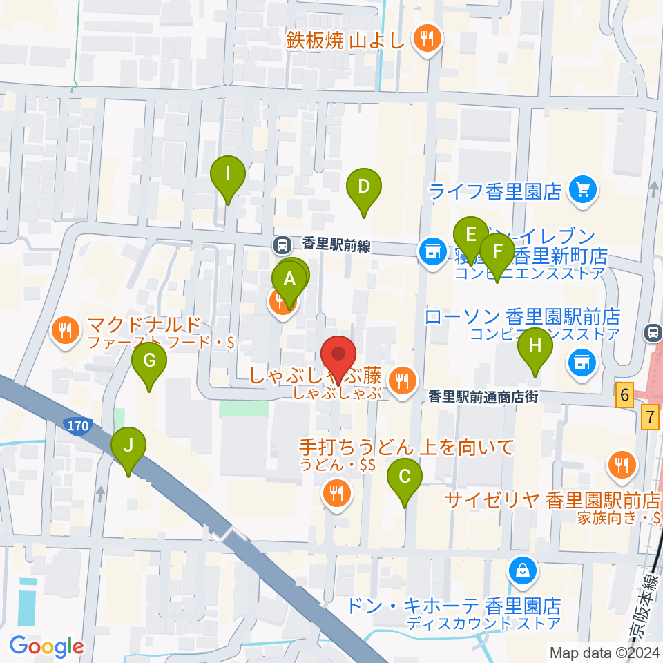 第一楽器 香里店周辺の駐車場・コインパーキング一覧地図