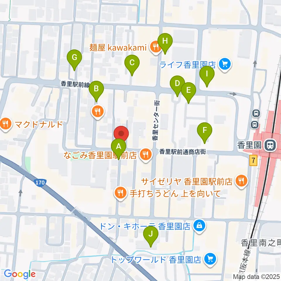第一楽器 香里店周辺の駐車場・コインパーキング一覧地図