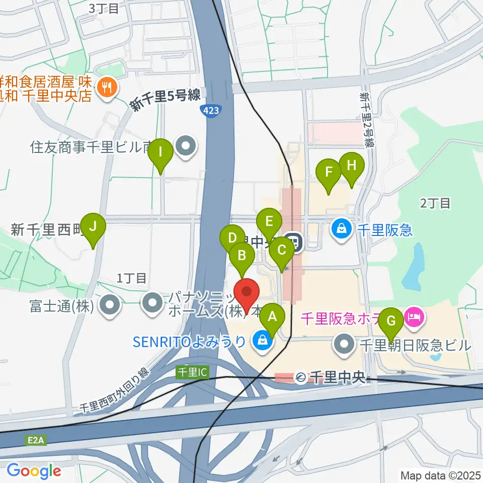 第一楽器 千里中央教室周辺の駐車場・コインパーキング一覧地図