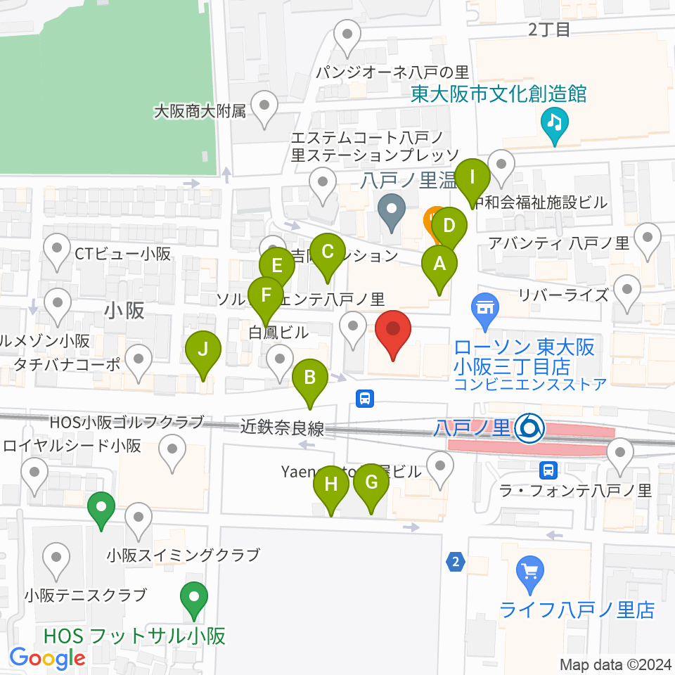 第一楽器 八戸ノ里店周辺の駐車場・コインパーキング一覧地図