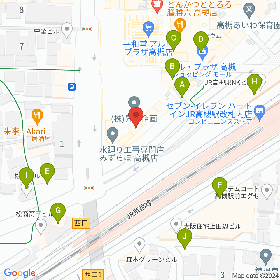 第一楽器 高槻店周辺の駐車場・コインパーキング一覧地図