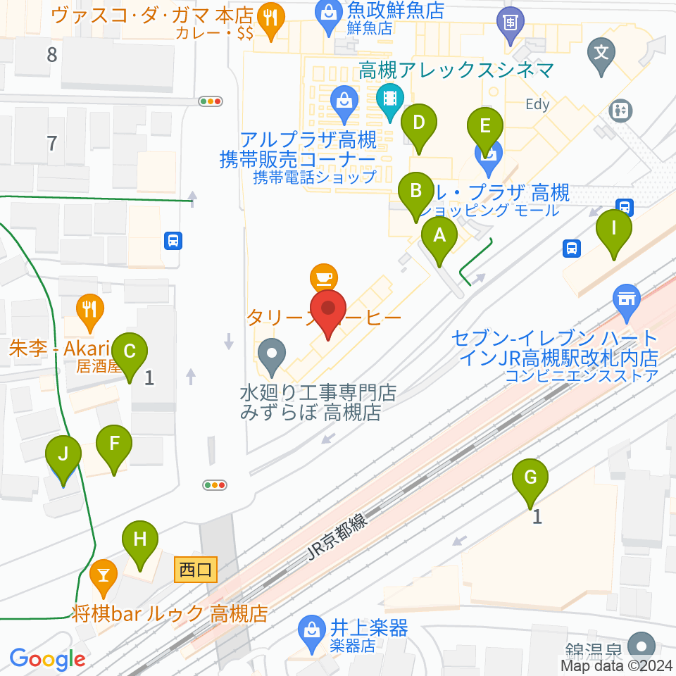 第一楽器 高槻店周辺の駐車場・コインパーキング一覧地図