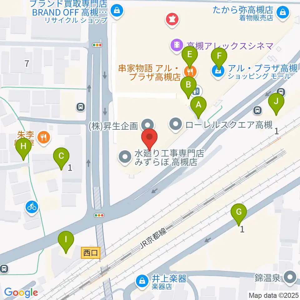 第一楽器 高槻店周辺の駐車場・コインパーキング一覧地図
