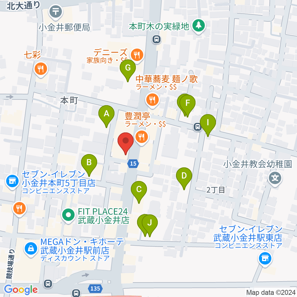 宮地楽器 小金井店周辺の駐車場・コインパーキング一覧地図