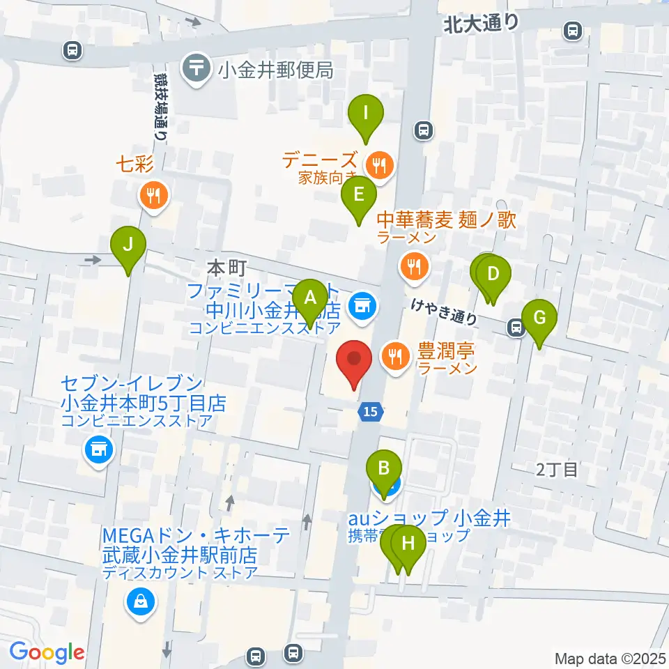 宮地楽器 小金井店周辺の駐車場・コインパーキング一覧地図