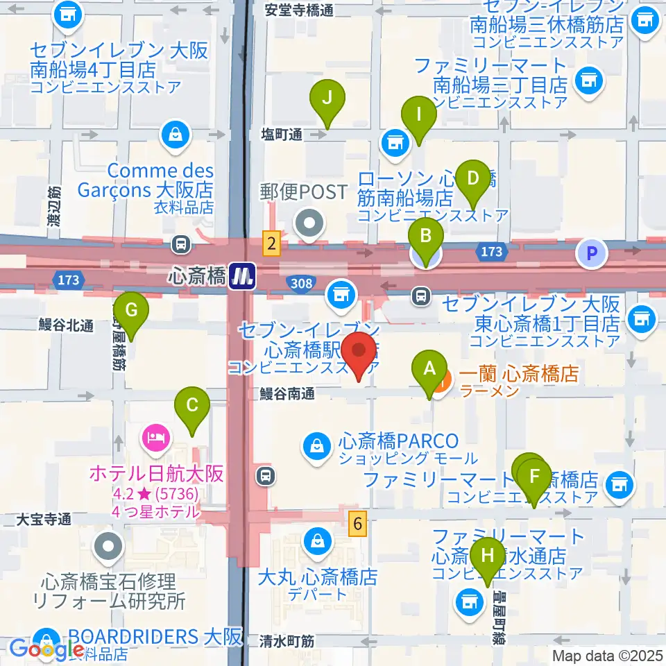 三木楽器 心斎橋店周辺の駐車場・コインパーキング一覧地図