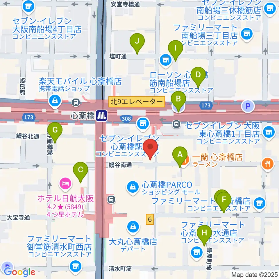 三木楽器 心斎橋店周辺の駐車場・コインパーキング一覧地図