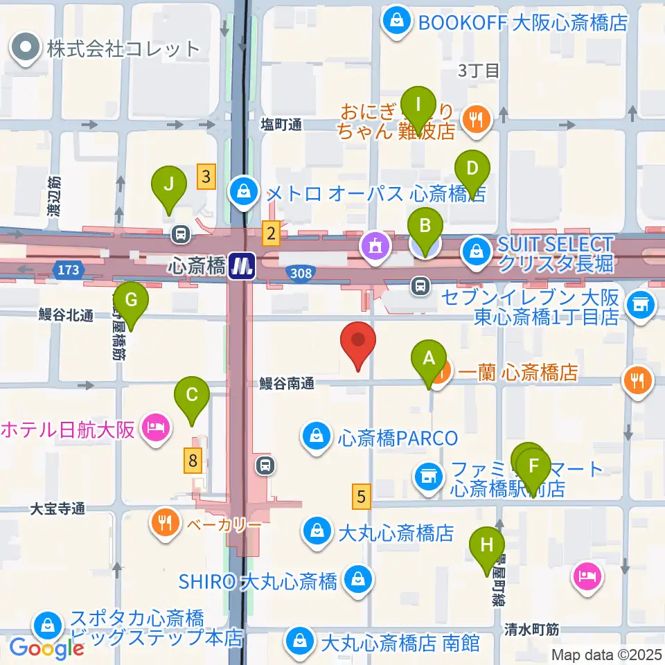 三木楽器 心斎橋店周辺の駐車場・コインパーキング一覧地図