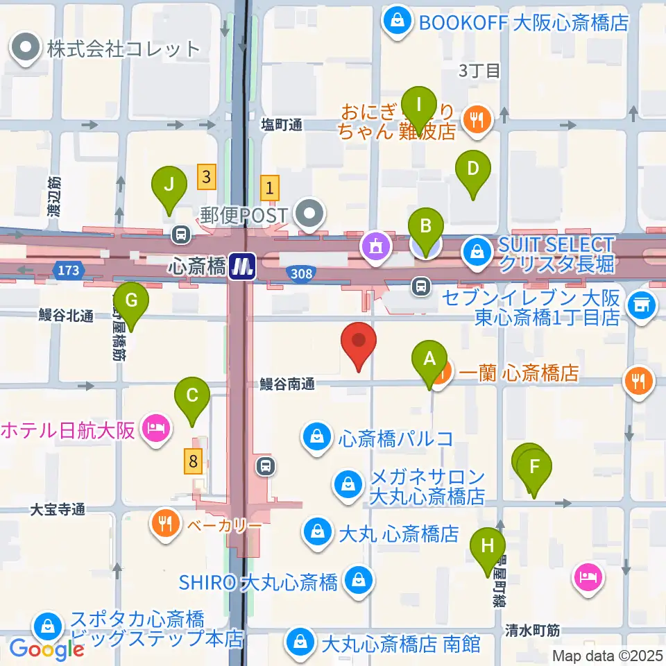 三木楽器 心斎橋店周辺の駐車場・コインパーキング一覧地図