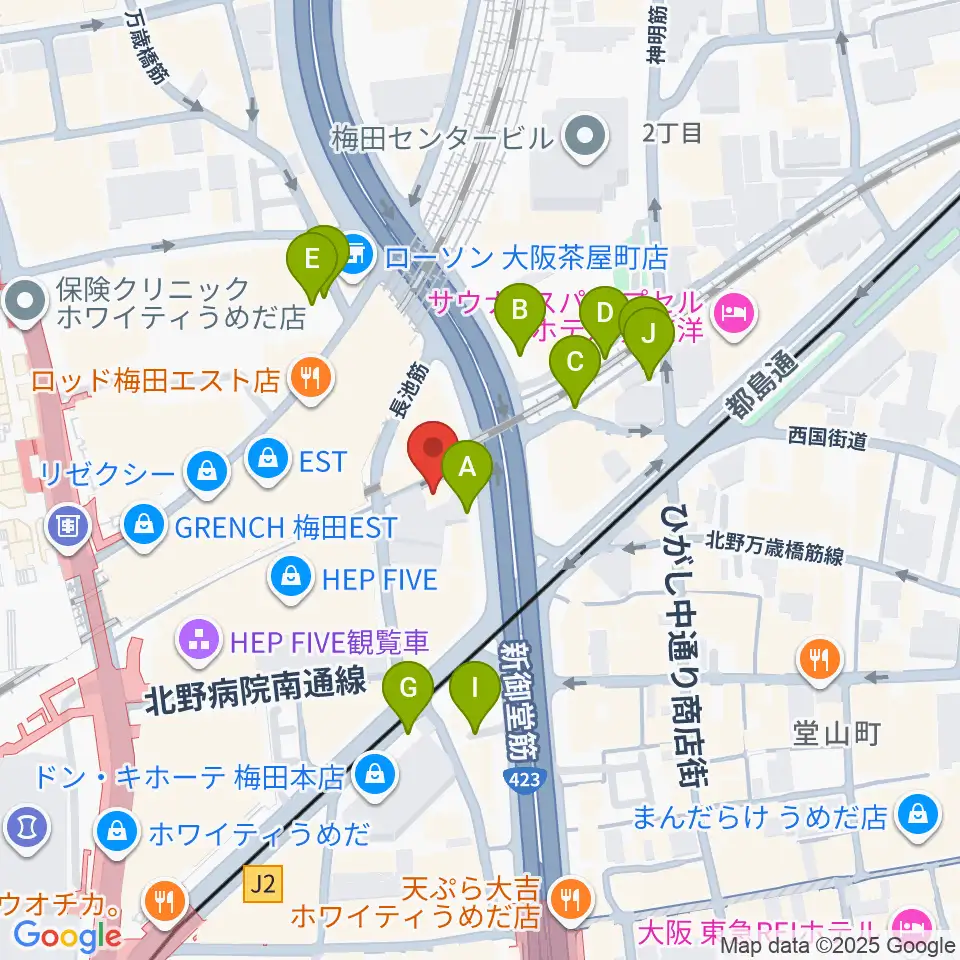 三木楽器 梅田店周辺の駐車場・コインパーキング一覧地図