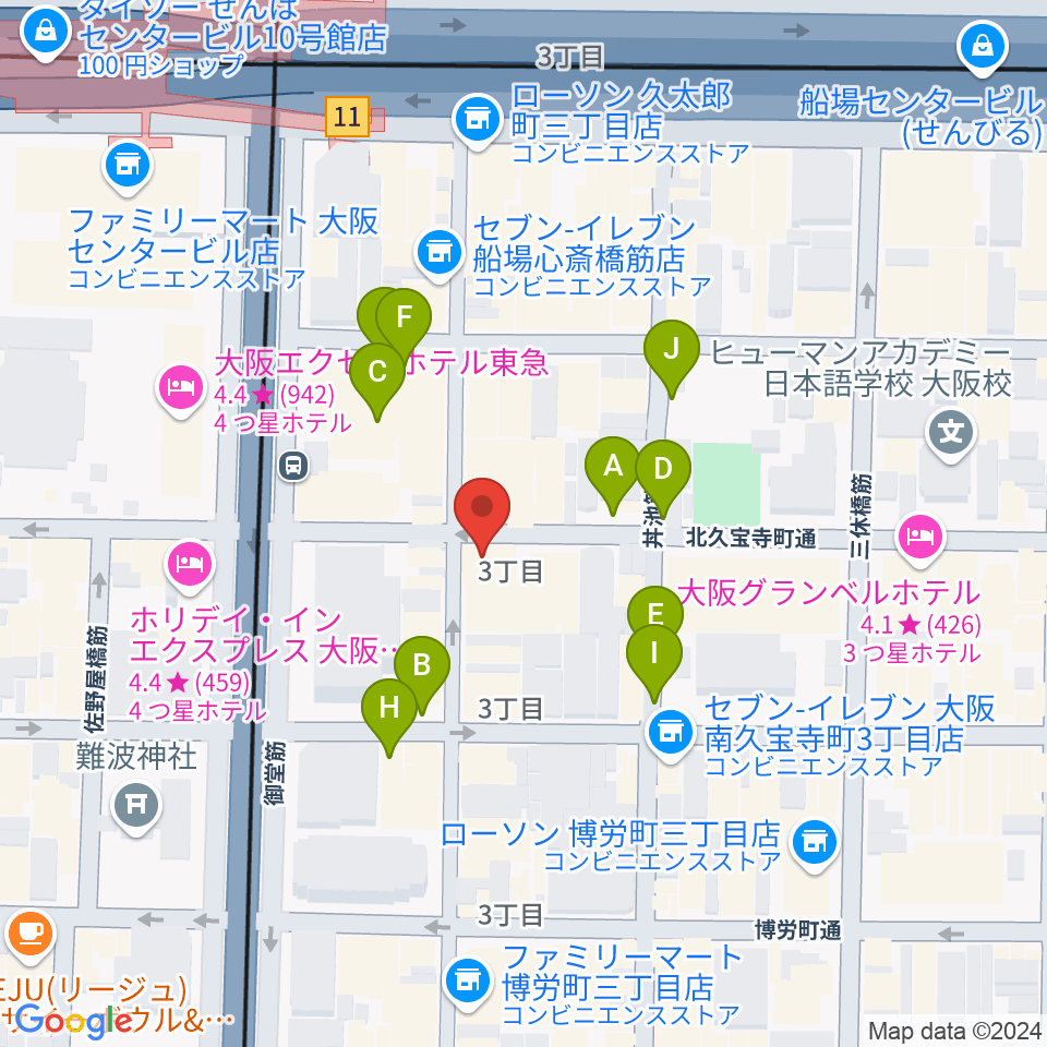 三木楽器開成館周辺の駐車場・コインパーキング一覧地図