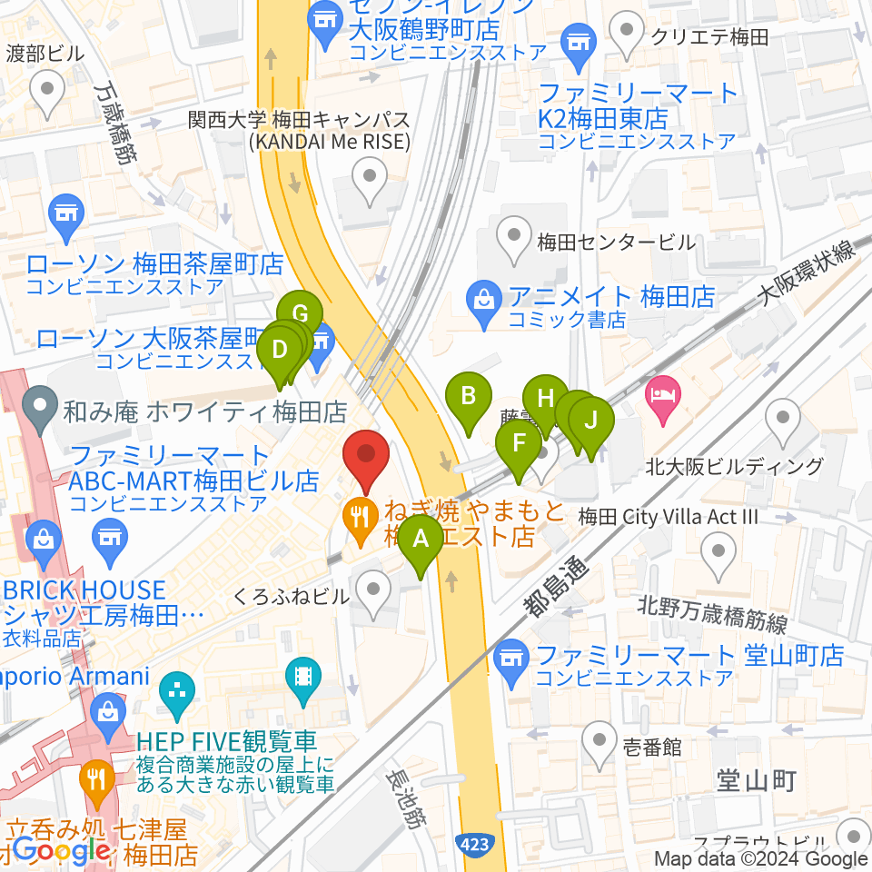 ドルチェ・アートホールOsaka周辺の駐車場・コインパーキング一覧地図
