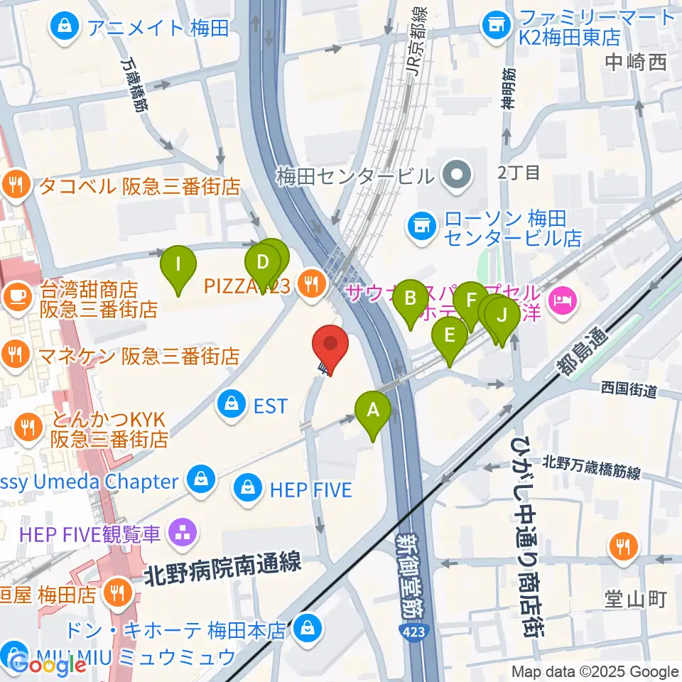 ドルチェ・アートホールOsaka周辺の駐車場・コインパーキング一覧地図