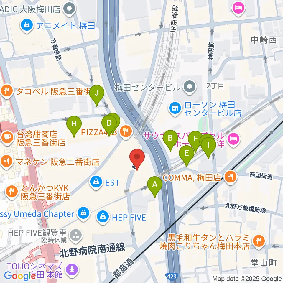 ドルチェ・アートホールOsaka周辺の駐車場・コインパーキング一覧地図
