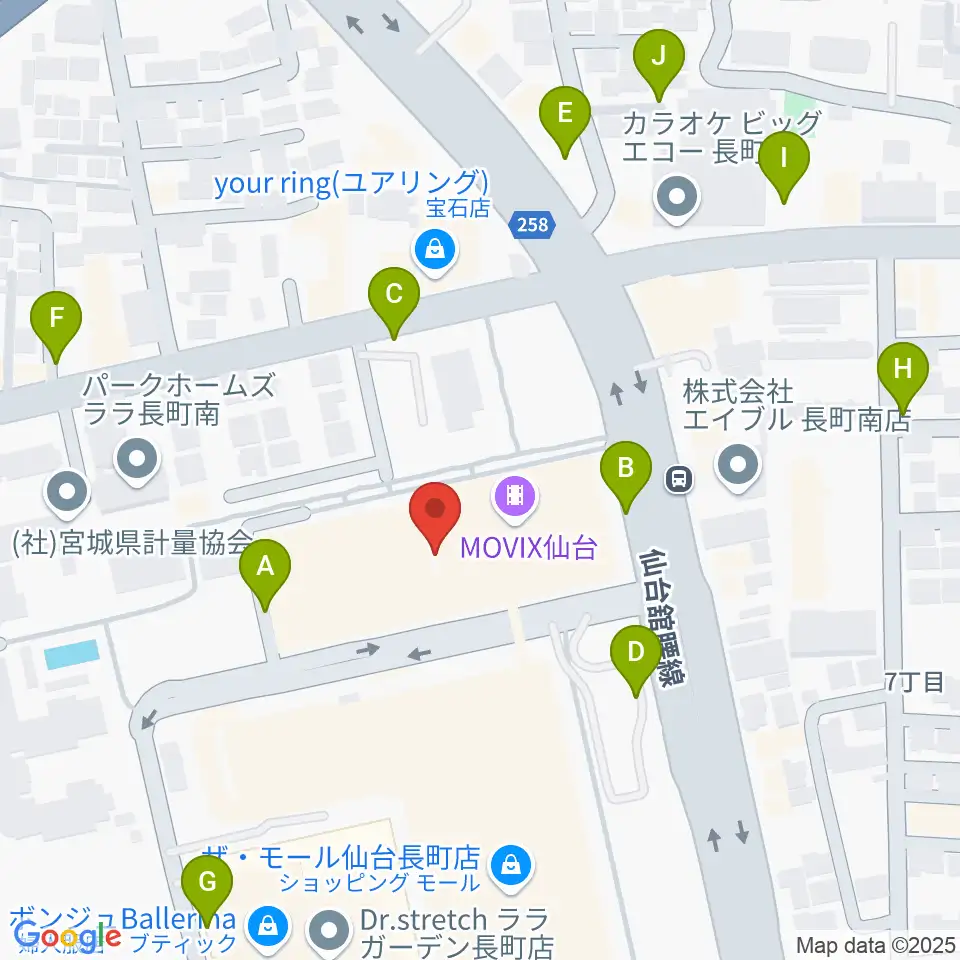 島村楽器 仙台長町モール店周辺の駐車場・コインパーキング一覧地図