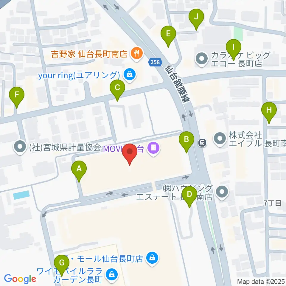 島村楽器 仙台長町モール店周辺の駐車場・コインパーキング一覧地図