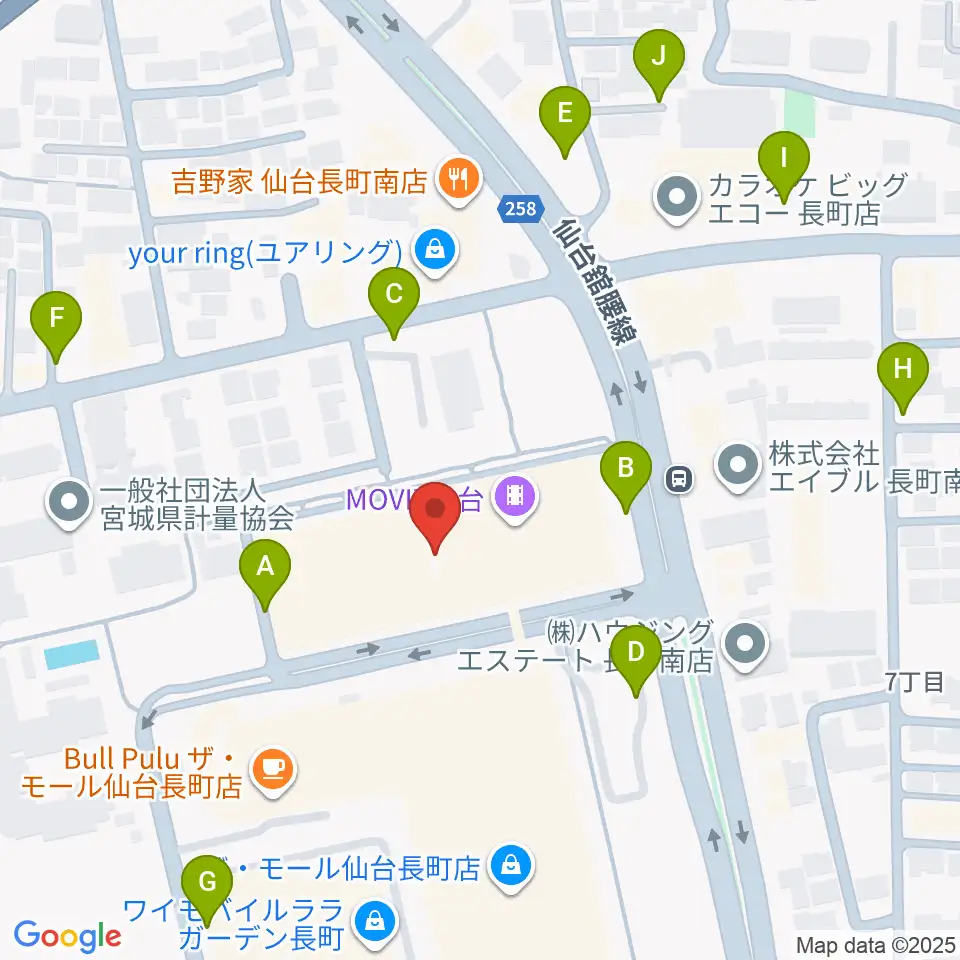 島村楽器 仙台長町モール店周辺の駐車場・コインパーキング一覧地図