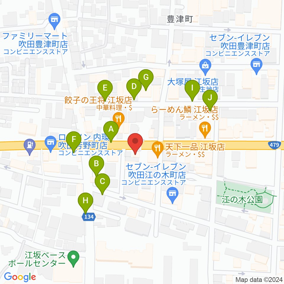 江坂ツインリバーブ周辺の駐車場・コインパーキング一覧地図