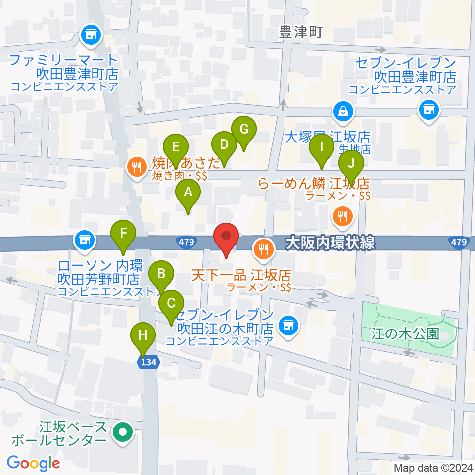 江坂ツインリバーブ周辺の駐車場・コインパーキング一覧地図