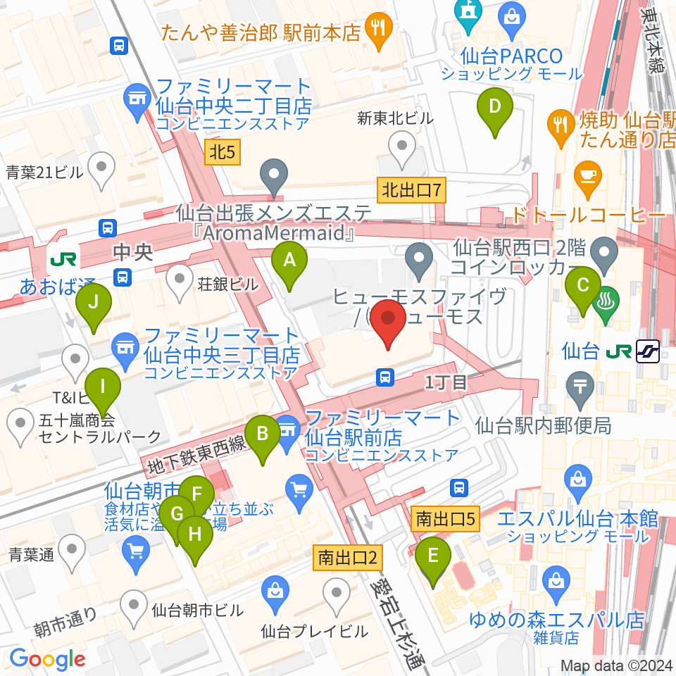 島村楽器 仙台ロフト店周辺の駐車場・コインパーキング一覧地図