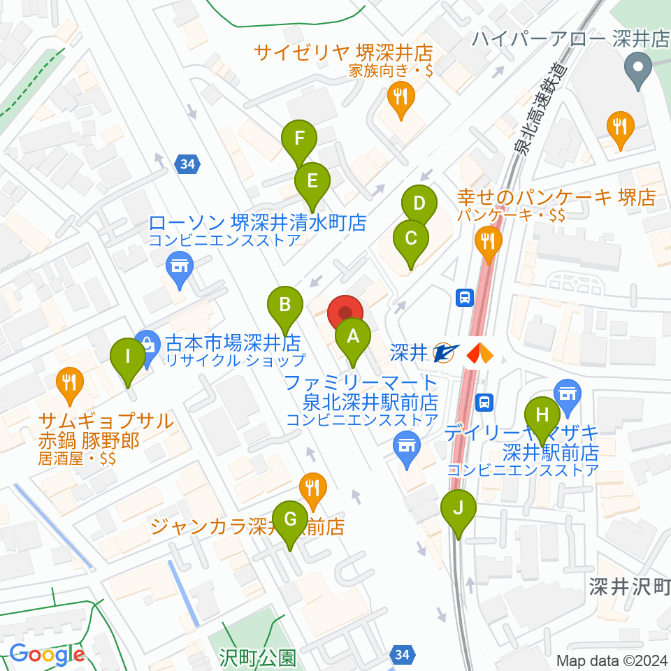 ベースオントップ深井駅前店周辺の駐車場・コインパーキング一覧地図