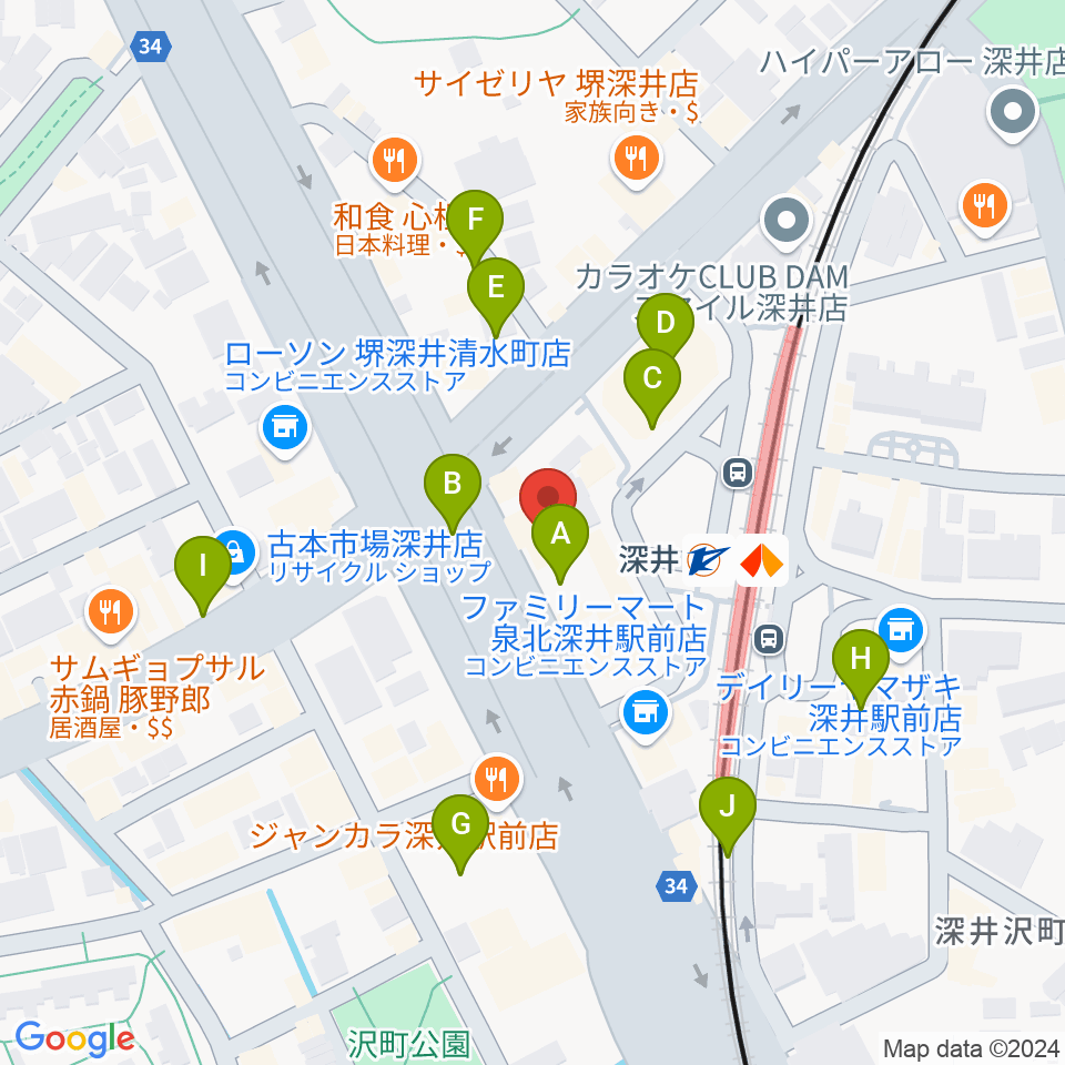 ベースオントップ深井駅前店周辺の駐車場・コインパーキング一覧地図