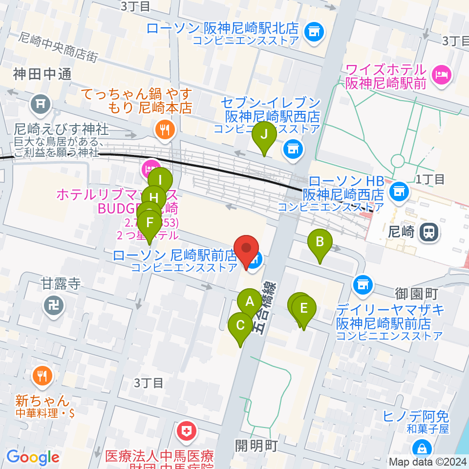 ベースオントップ尼崎店周辺の駐車場・コインパーキング一覧地図