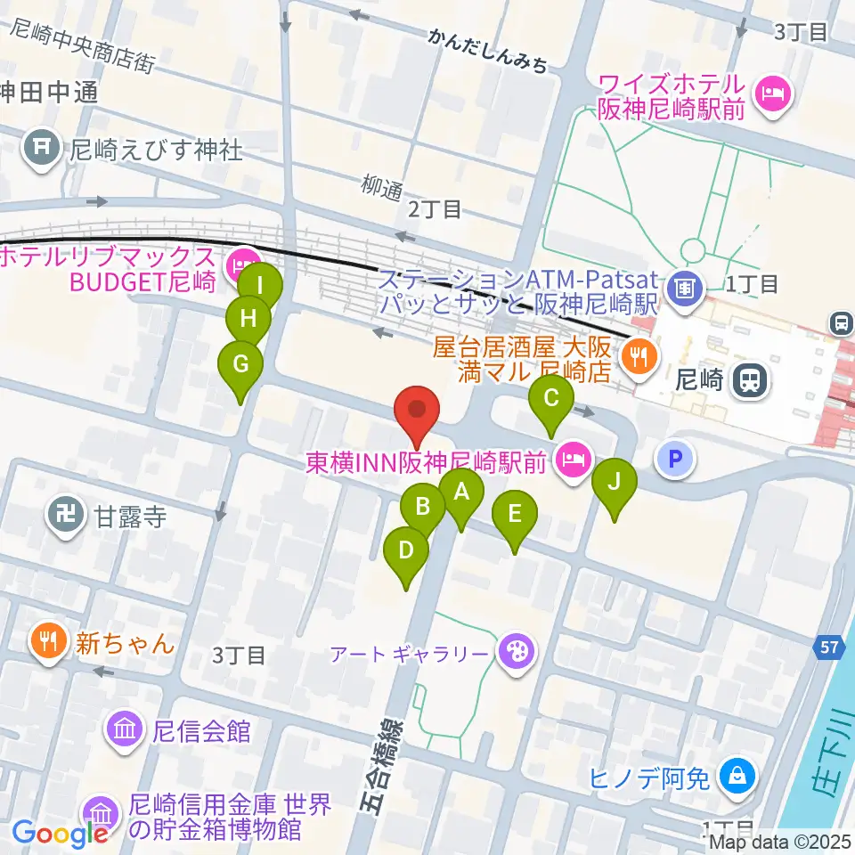 ベースオントップ尼崎店周辺の駐車場・コインパーキング一覧地図