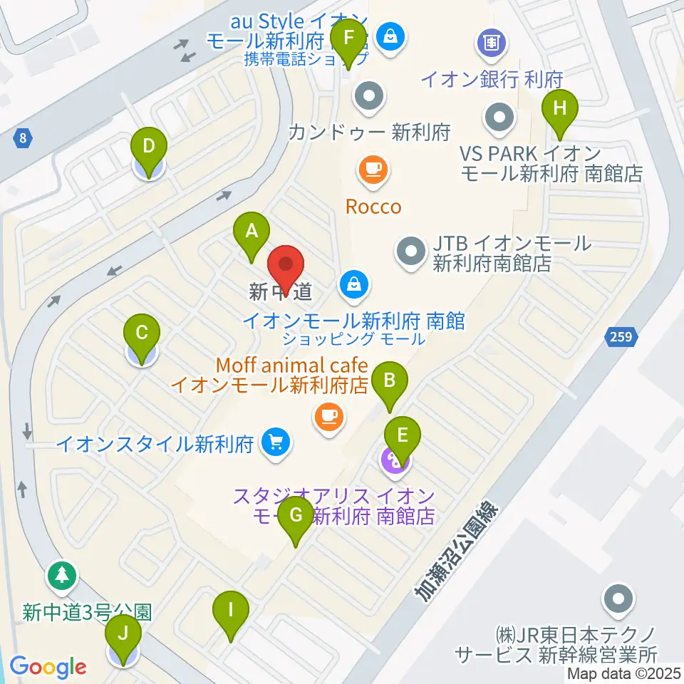 島村楽器イオンモール新利府 南館店周辺の駐車場・コインパーキング一覧地図