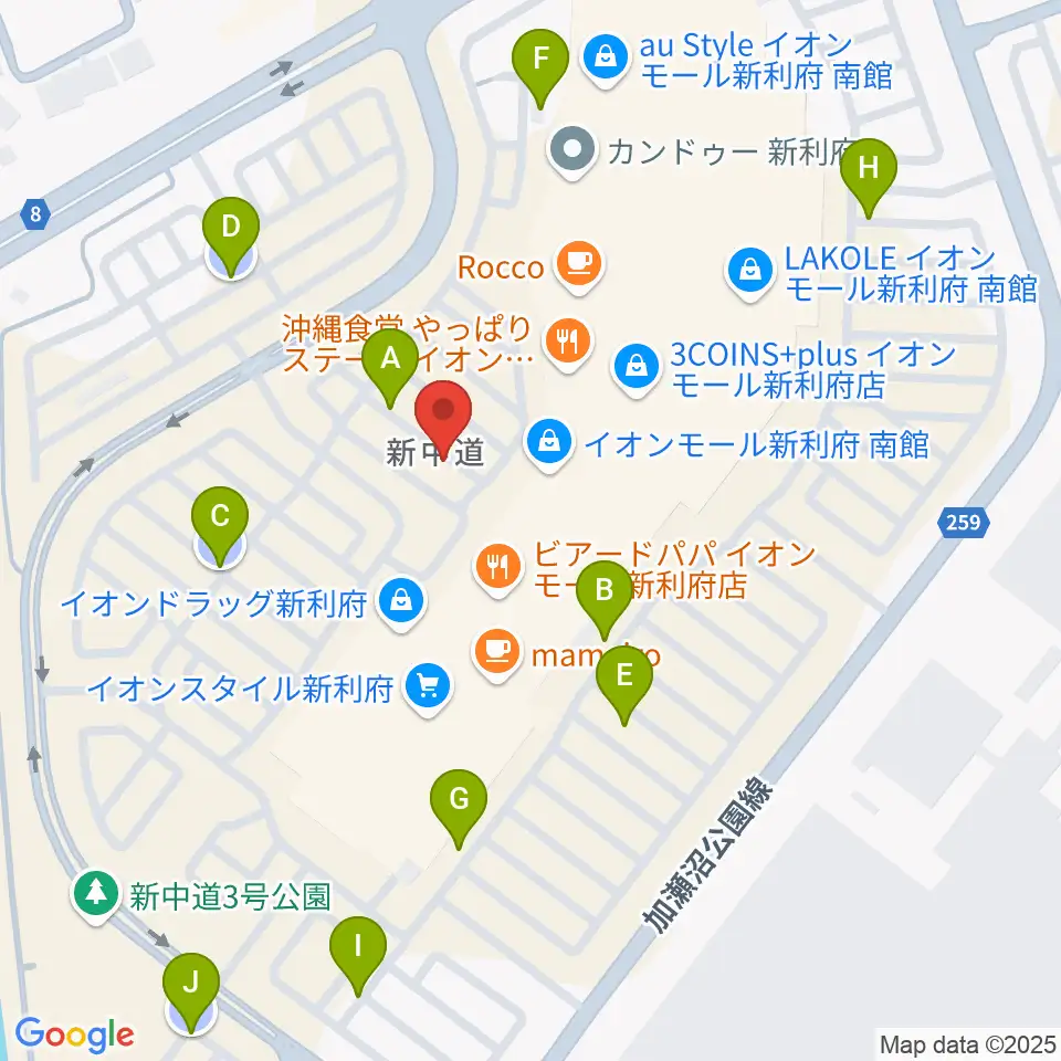 島村楽器イオンモール新利府 南館店周辺の駐車場・コインパーキング一覧地図