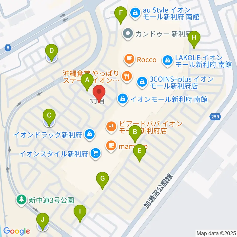島村楽器イオンモール新利府 南館店周辺の駐車場・コインパーキング一覧地図