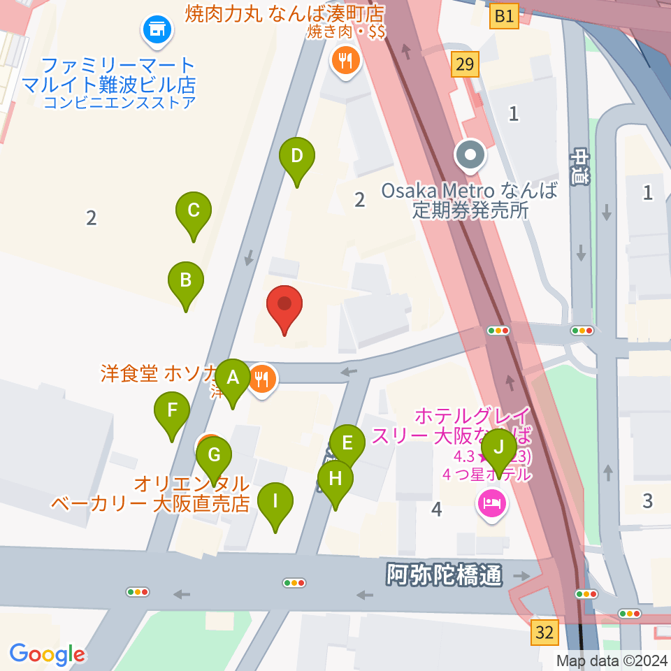 ベースオントップなんば店周辺の駐車場・コインパーキング一覧地図