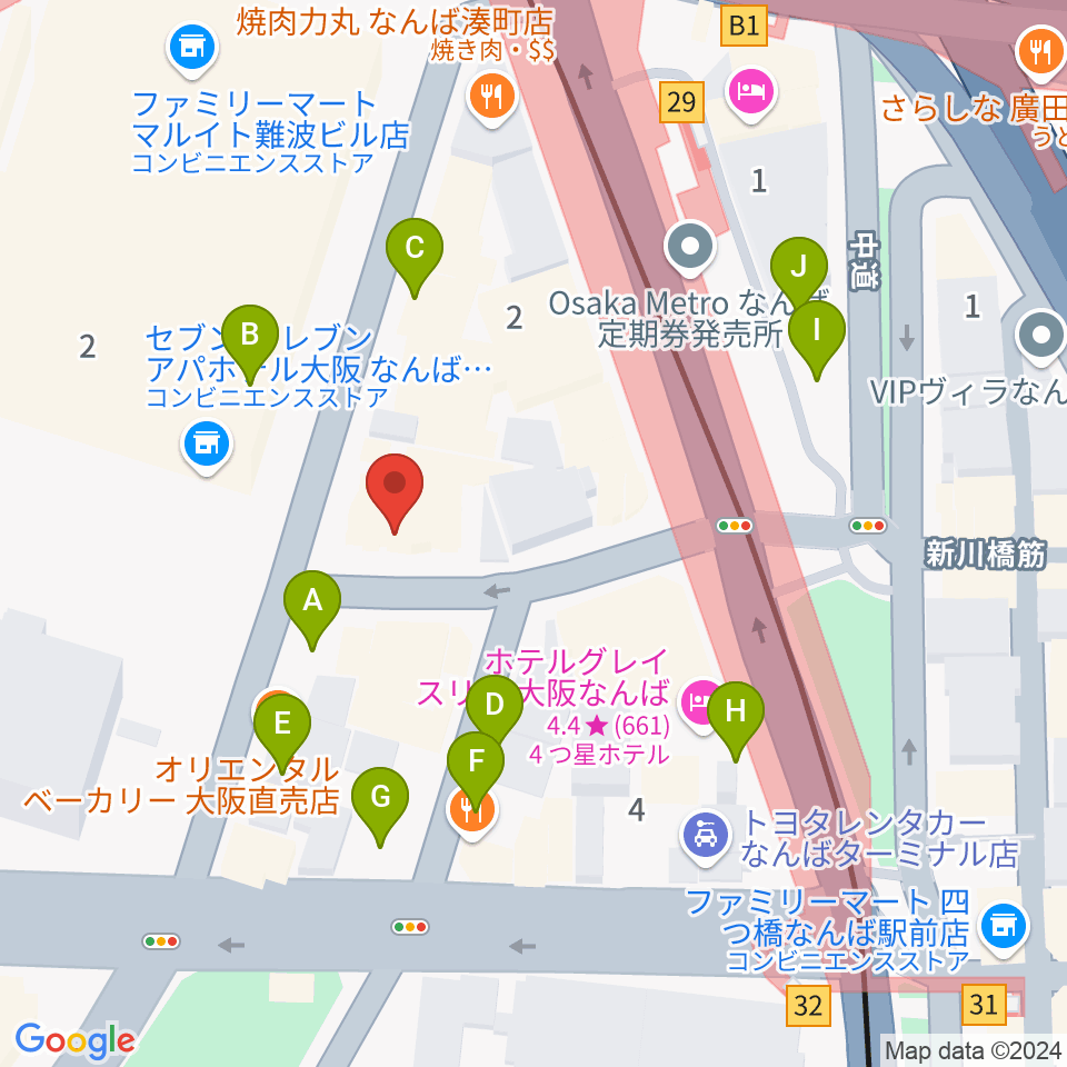 ベースオントップなんば店周辺の駐車場・コインパーキング一覧地図