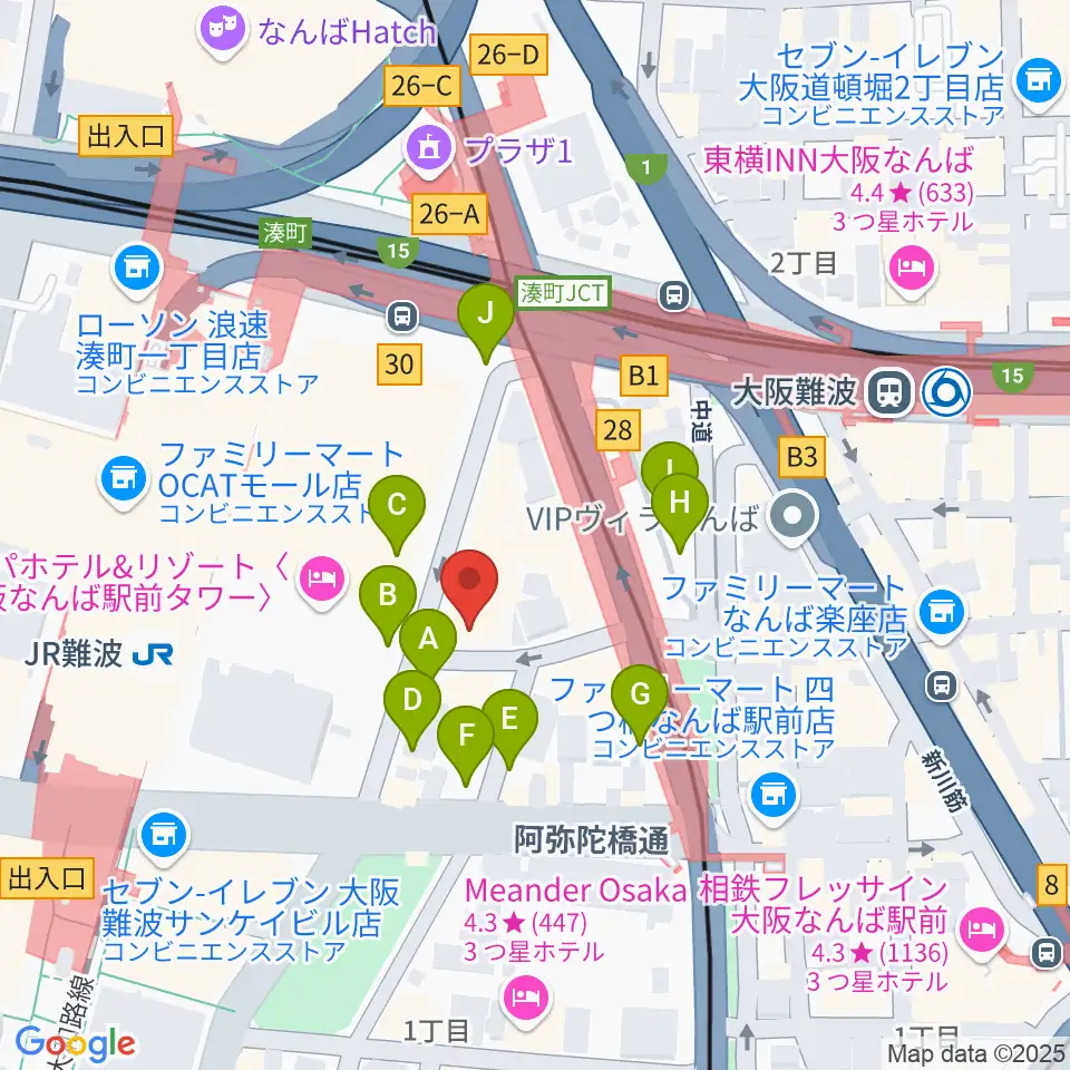 ベースオントップなんば店周辺の駐車場・コインパーキング一覧地図