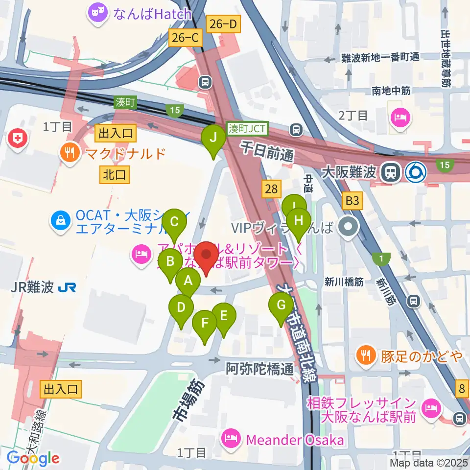 ベースオントップなんば店周辺の駐車場・コインパーキング一覧地図