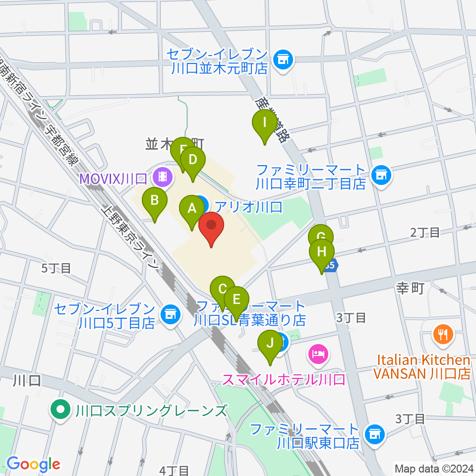 ヤマノミュージックサロン川口周辺の駐車場・コインパーキング一覧地図