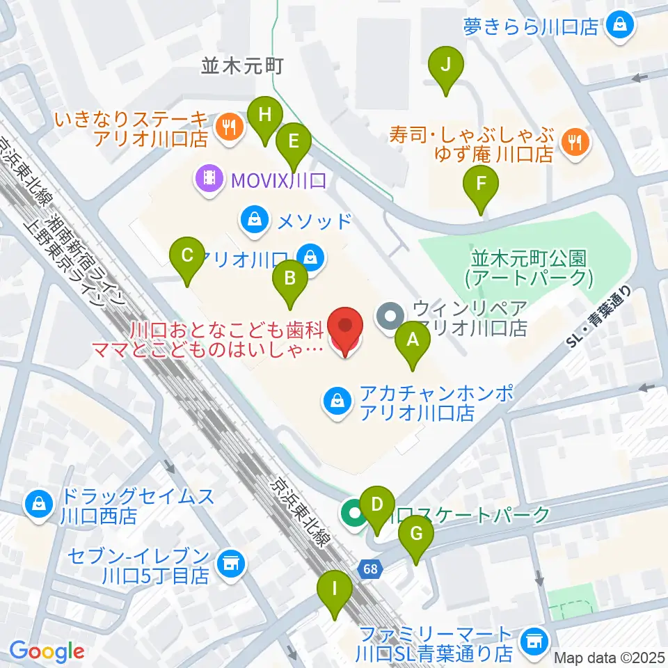 ヤマノミュージックサロン川口周辺の駐車場・コインパーキング一覧地図
