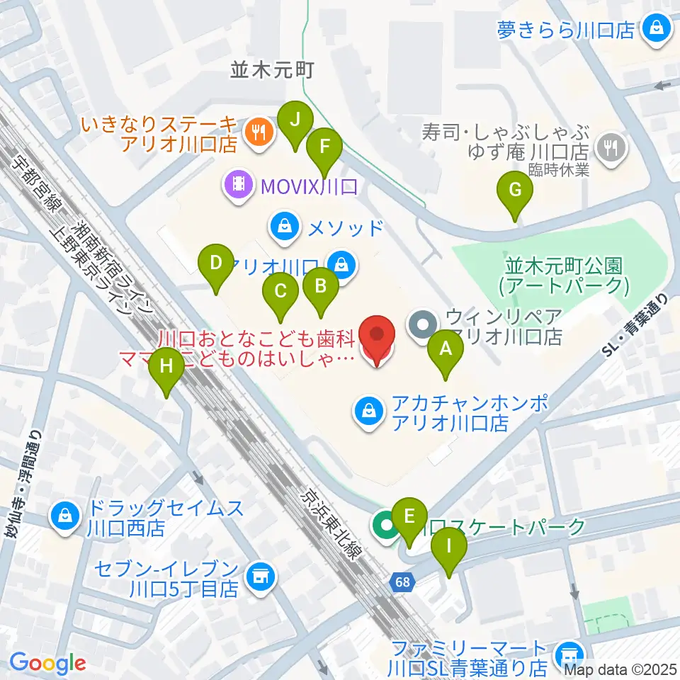 ヤマノミュージックサロン川口周辺の駐車場・コインパーキング一覧地図