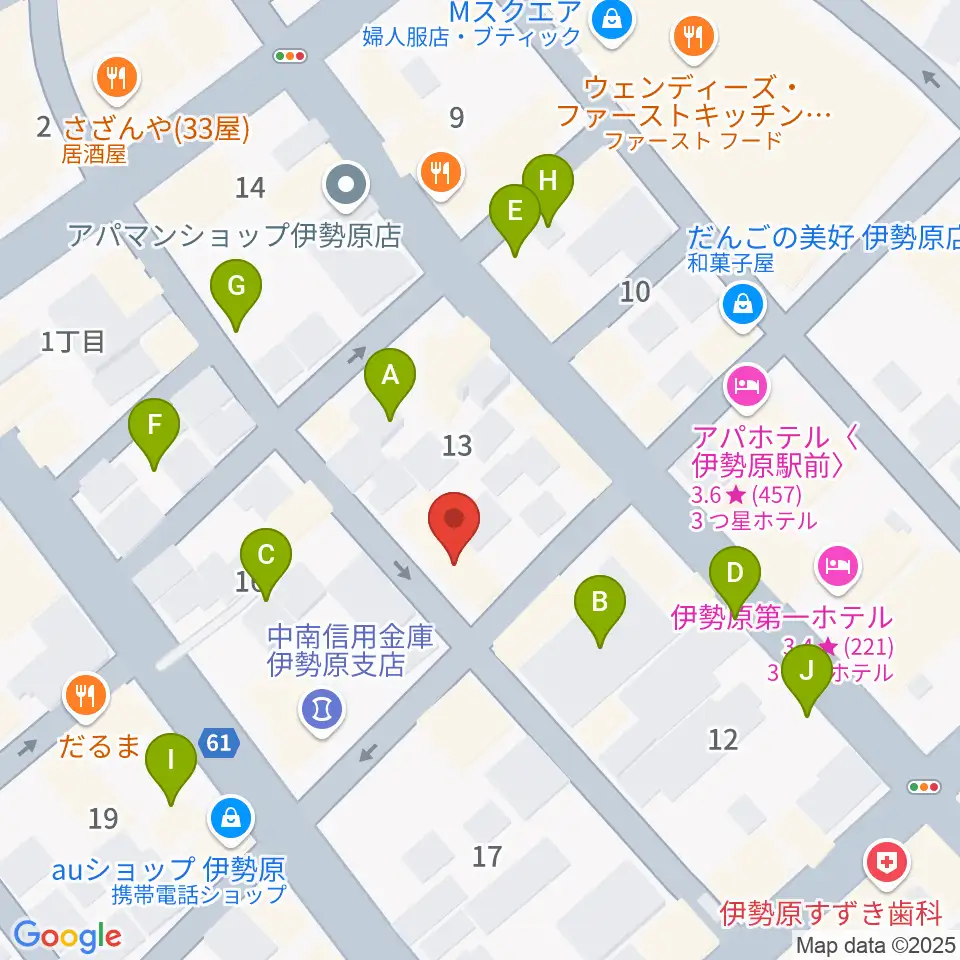 厚木楽器 アミ伊勢原周辺の駐車場・コインパーキング一覧地図