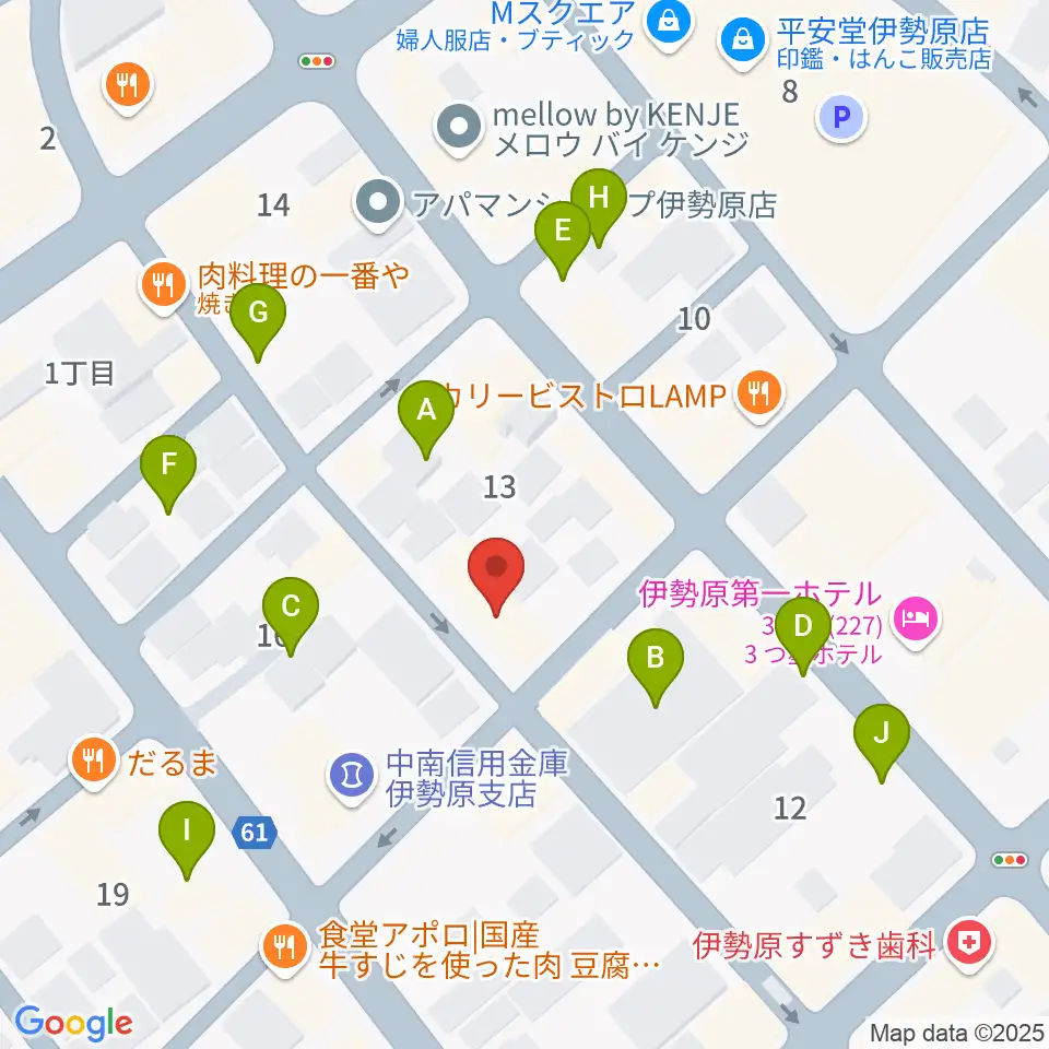 厚木楽器 アミ伊勢原周辺の駐車場・コインパーキング一覧地図