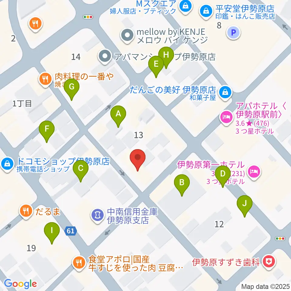 厚木楽器 アミ伊勢原周辺の駐車場・コインパーキング一覧地図