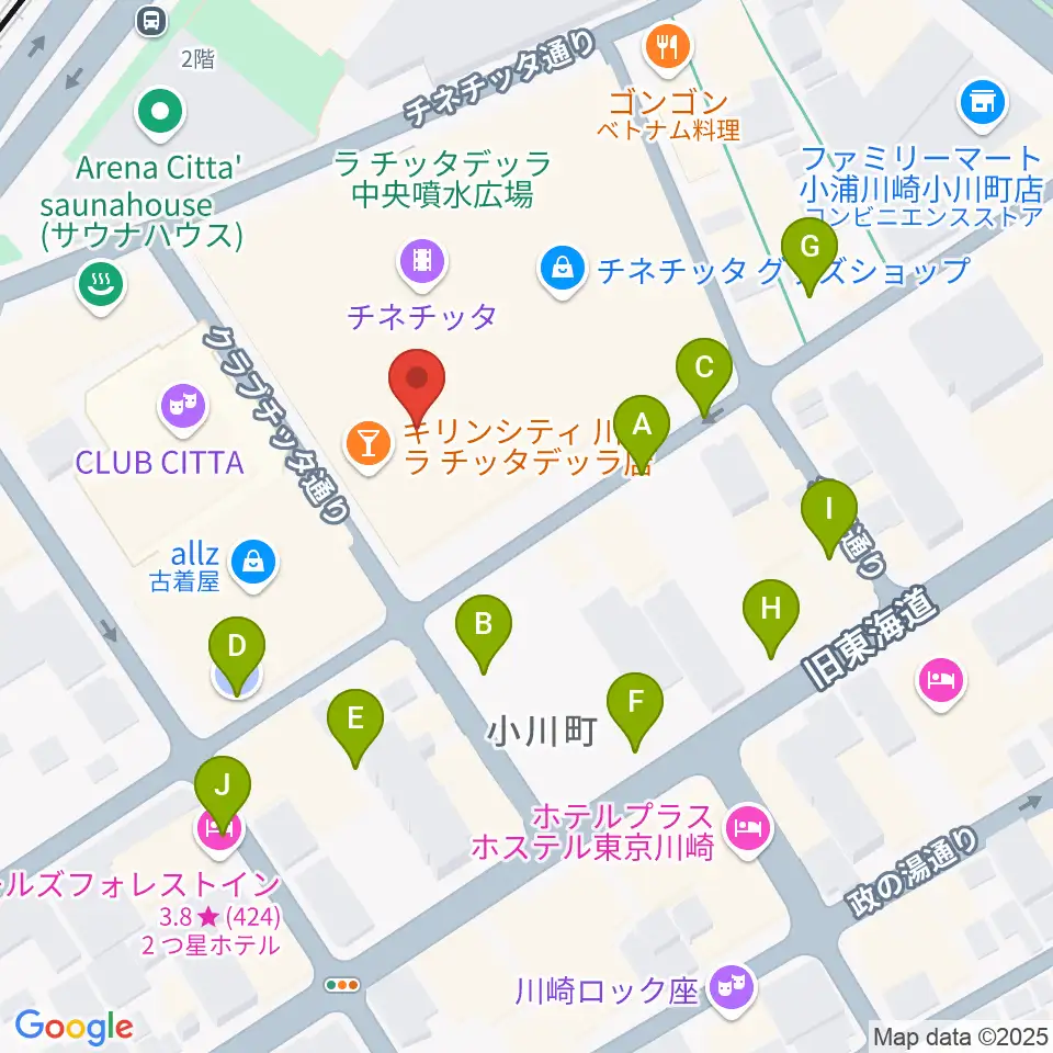山野楽器ロックイン川崎周辺の駐車場・コインパーキング一覧地図