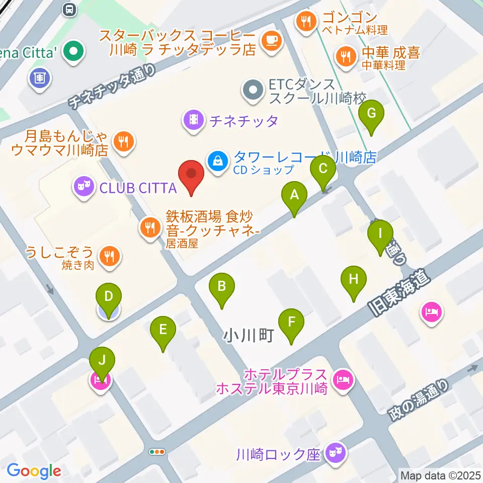 山野楽器ロックイン川崎周辺の駐車場・コインパーキング一覧地図