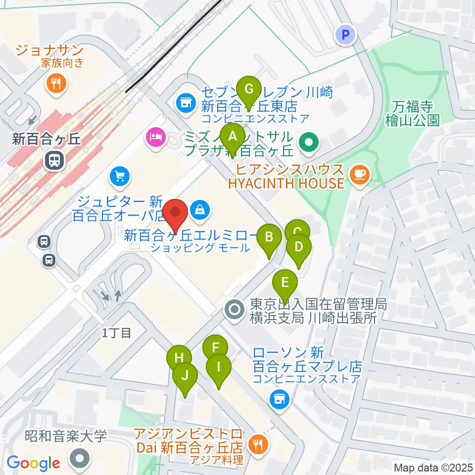 山野楽器 新百合ヶ丘エルミロード店周辺の駐車場・コインパーキング一覧地図