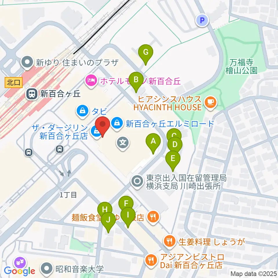 山野楽器 新百合ヶ丘エルミロード店周辺の駐車場・コインパーキング一覧地図
