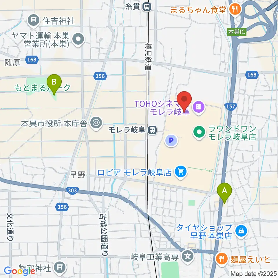 島村楽器モレラ岐阜店周辺の駐車場・コインパーキング一覧地図