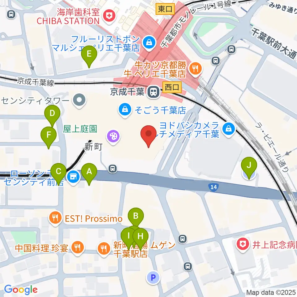 山野楽器 そごう千葉店周辺の駐車場・コインパーキング一覧地図