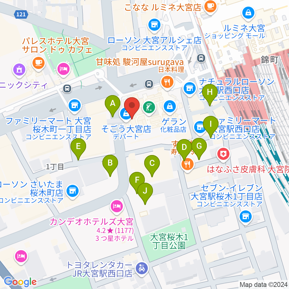 山野楽器 そごう大宮店周辺の駐車場・コインパーキング一覧地図