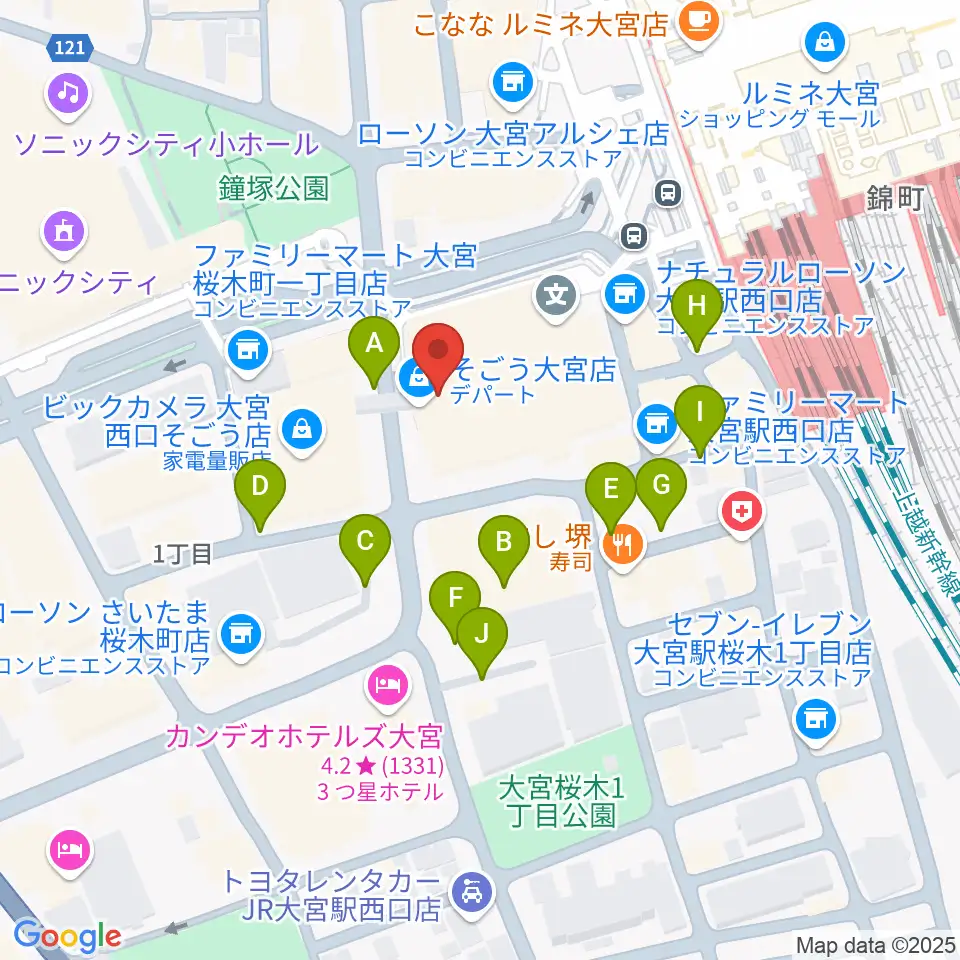 山野楽器 そごう大宮店周辺の駐車場・コインパーキング一覧地図